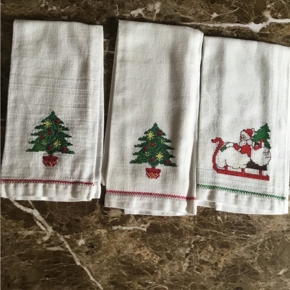 3  Embroidery  Christmas Napkins